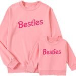 Mommy and Me Letter Print Matching Family Outfits Long Sleeve Crewneck Casual Sweatshirt T-Shirt