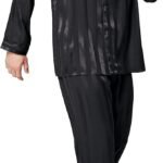 Pajamas Set Mens Silk Satin Pajamas Long Sleeve Loungewear Two-Piece Sleepwear Button-Down Pj Set S-XXXXL