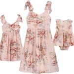 Mommy and Me Dresses Floral Mom and Daughter Matching Outfits Spaghetti Strap Sleeveless Dress Beach Mini Sundress