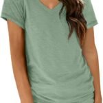 T Shirts Short Sleeve V Neck Tees Tops for Women Fashion Trendy Lightweight Soft Casual Summer Outfits Clothes