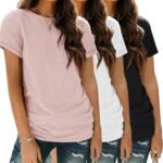Womens 3 Pack T-Shirts Short Sleeve Summer Tops Fashion Basic Tees Comfy Casual Vacation Outfits Workout Clothes