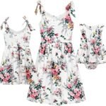 Mommy and Me Dresses Floral Mom and Daughter Matching Outfits Spaghetti Strap Sleeveless Dress Beach Mini Sundress